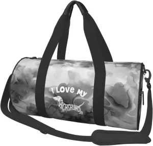 I Love My Daschund Convertible Garment Bag with Shoulder Strap, Carry on Garment Duffel Bag for Men Women - Rolling Foldable for Travel Luggage Bags (Black)