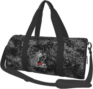 I Love My Goldendoodle Convertible Garment Bag with Shoulder Strap, Carry on Garment Duffel Bag for Men Women - Rolling Foldable for Travel Luggage Bags (Black)