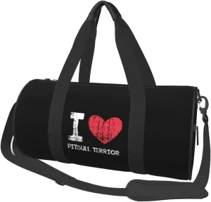 I Love Pitbull Terrior Convertible Garment Bag with Shoulder Strap, Carry on Garment Duffel Bag for Men Women - Rolling Foldable for Travel Luggage Bags (Black)