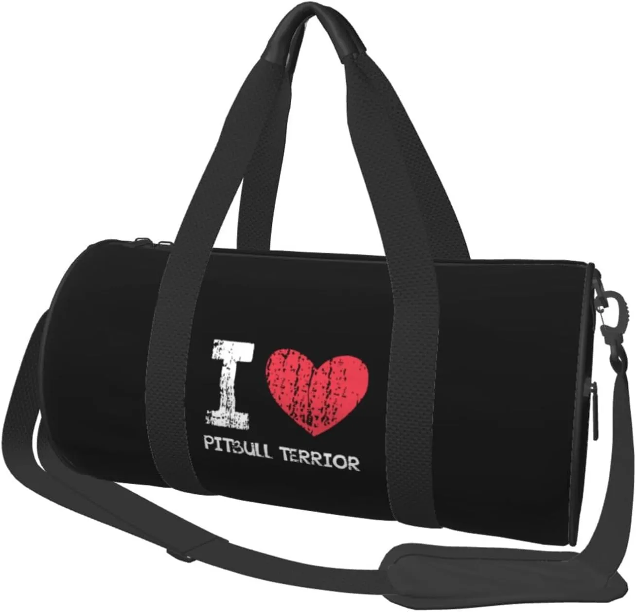 I Love Pitbull Terrior Convertible Garment Bag with Shoulder Strap, Carry on Garment Duffel Bag for Men Women - Rolling Foldable for Travel Luggage Bags (Black)