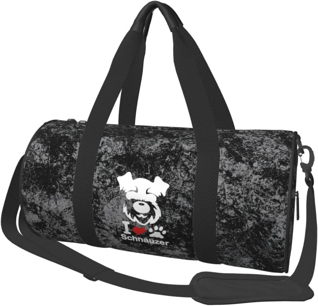 I Love Schnauzer Convertible Garment Bag with Shoulder Strap, Carry on Garment Duffel Bag for Men Women - Rolling Foldable for Travel Luggage Bags (Black)