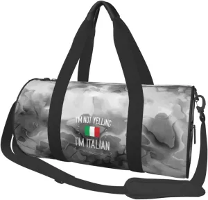 I'm Not Yelling I'm Italian Convertible Garment Bag with Shoulder Strap, Carry on Garment Duffel Bag for Men Women - Rolling Foldable for Travel Luggage Bags (Black)