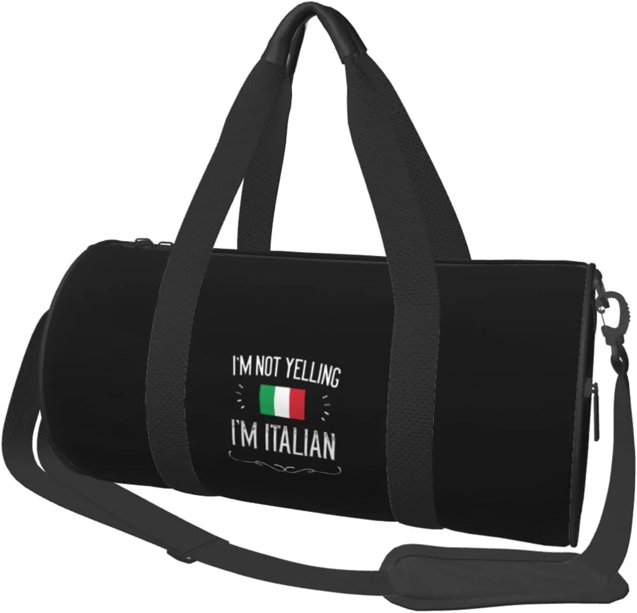 I'm Not Yelling I'm Italian Convertible Garment Bag with Shoulder Strap, Carry on Garment Duffel Bag for Men Women - Rolling Foldable for Travel Luggage Bags (Black)