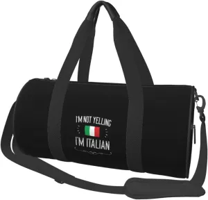I'm Not Yelling I'm Italian Convertible Garment Bag with Shoulder Strap, Carry on Garment Duffel Bag for Men Women - Rolling Foldable for Travel Luggage Bags (Black)