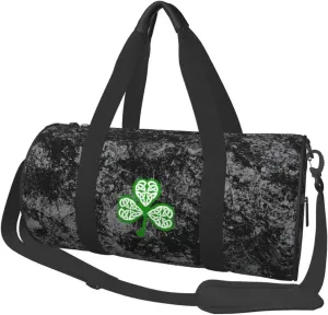 Irish Shamrocks Convertible Garment Bag with Shoulder Strap, Carry on Garment Duffel Bag for Men Women - Rolling Foldable for Travel Luggage Bags (Black)