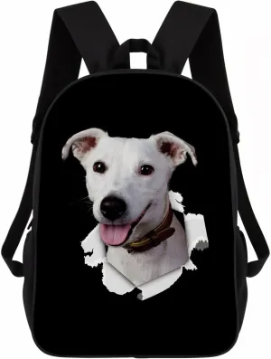 Jack Russell Terrier Backpack Daypack Lovely Dog Print Bookbag Laptop Bag For Work Travel Hiking 17 Inch Black Lightweight Style 3
