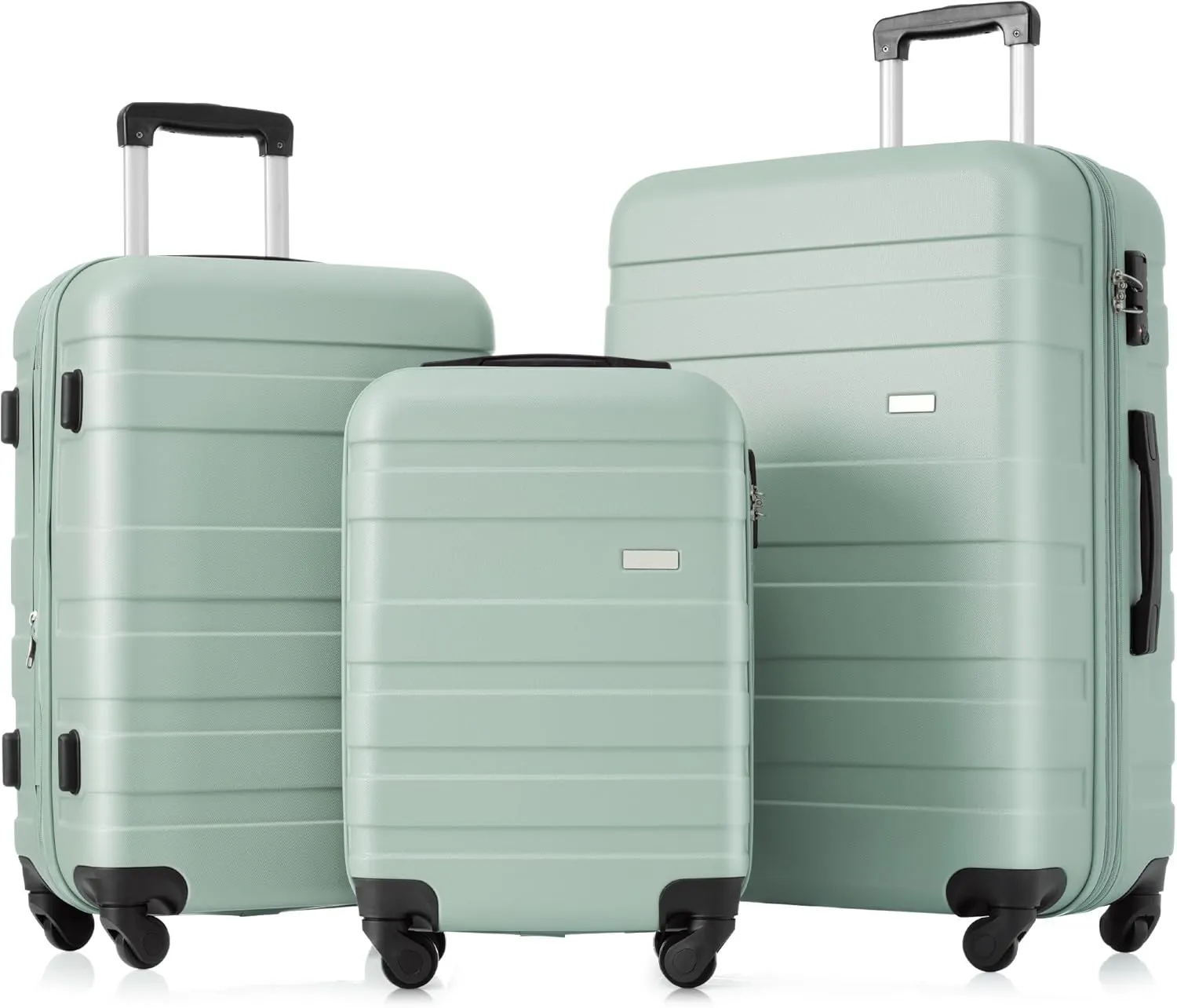 JCSD Lightweight and Durable Expandable Luggage Set with Spinner Wheels, 3-Piece Hardshell Suitcase Collection in Green