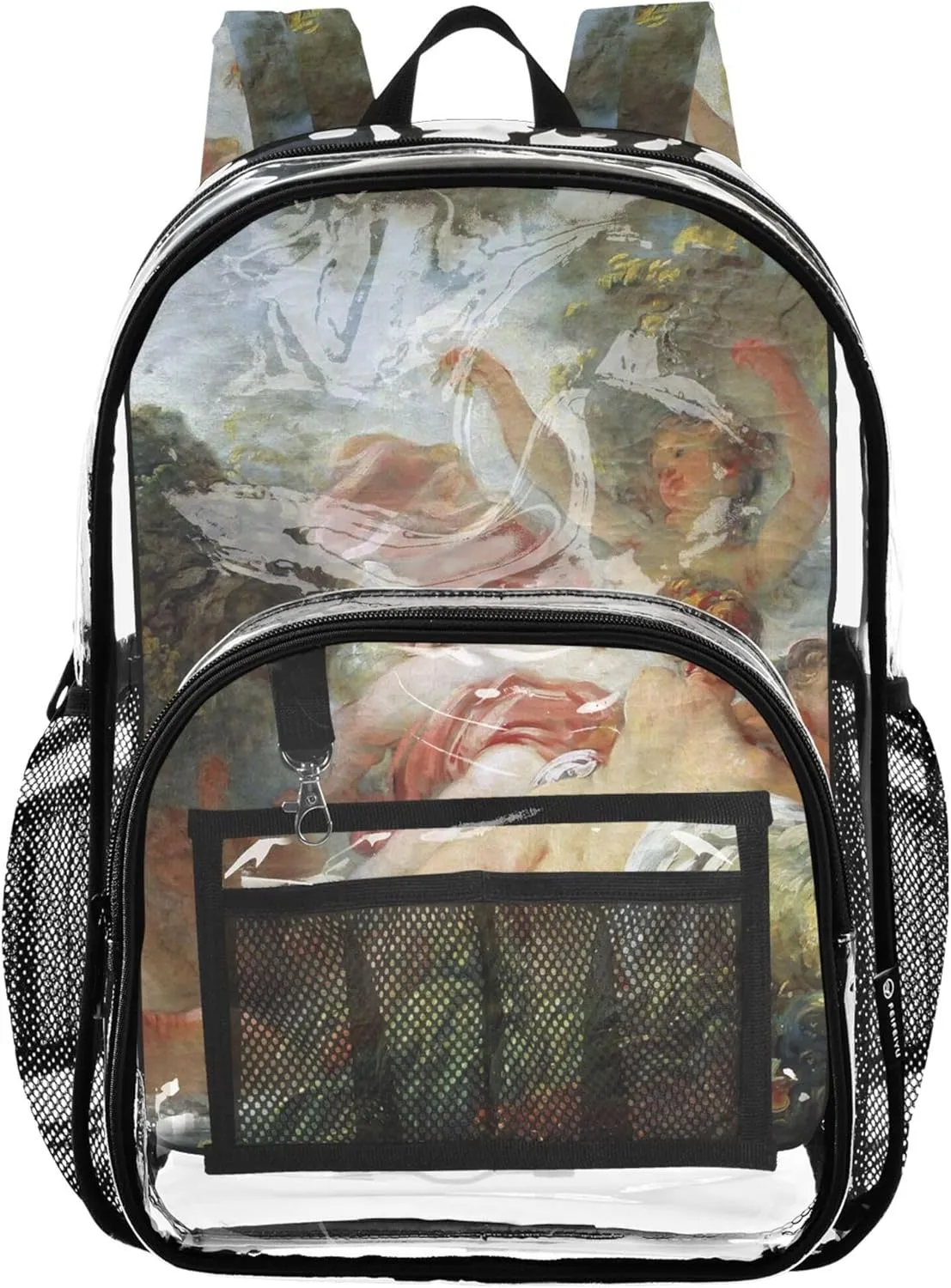 Jean Honor Fragonard Painting Diana Nymphs Clear Backpack Women Cute Kids Girls Backpack Boys Plastic School Clear Bookbag