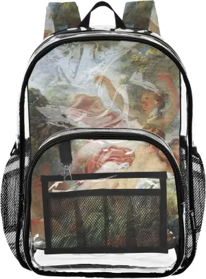 Jean Honor Fragonard Painting Diana Nymphs Clear Backpack Women Cute Kids Girls Backpack Boys Plastic School Clear Bookbag