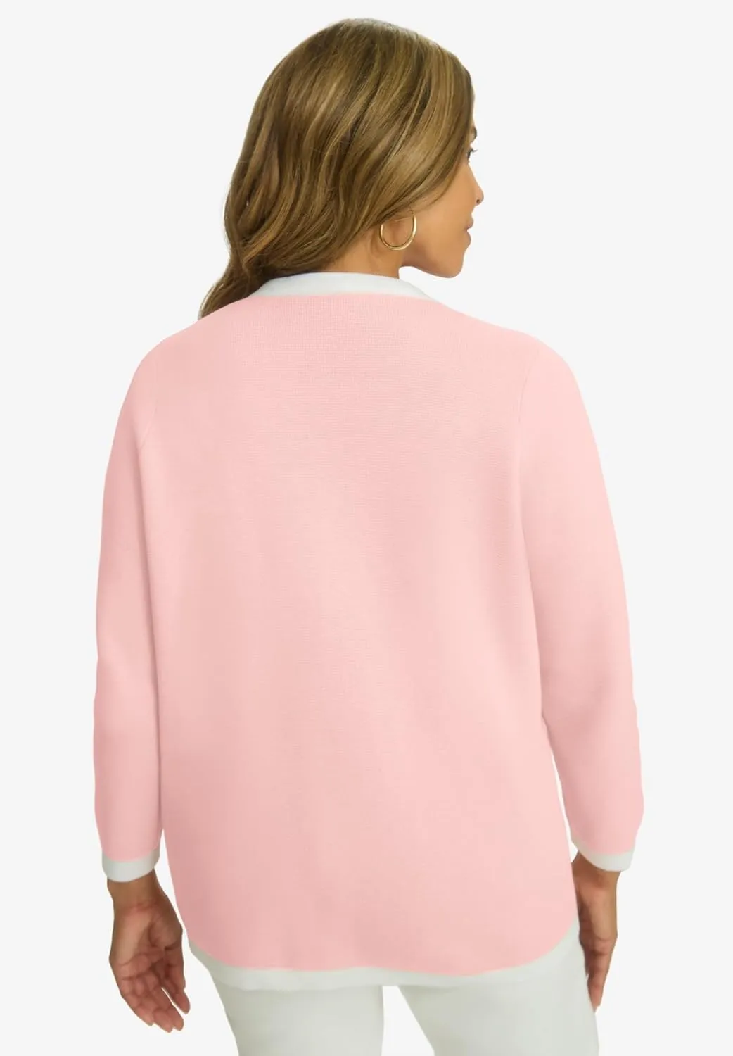 Jessica London Women's Plus Size Tipped Boxy Cardigan