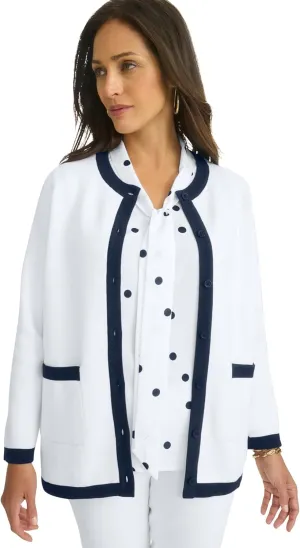 Jessica London Women's Plus Size Tipped Boxy Cardigan