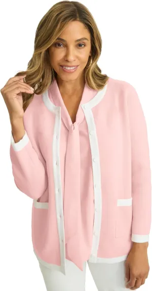 Jessica London Women's Plus Size Tipped Boxy Cardigan