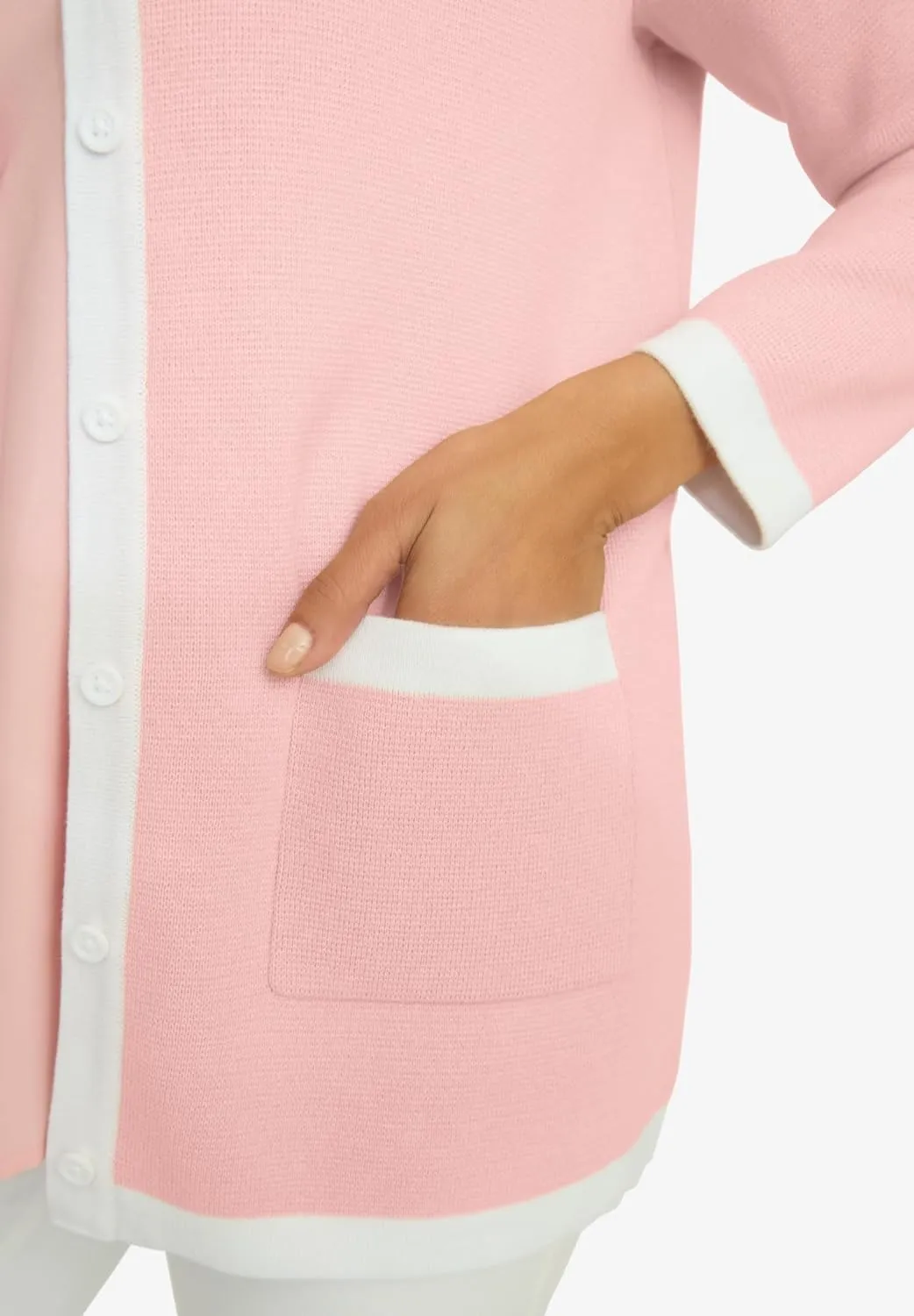 Jessica London Women's Plus Size Tipped Boxy Cardigan
