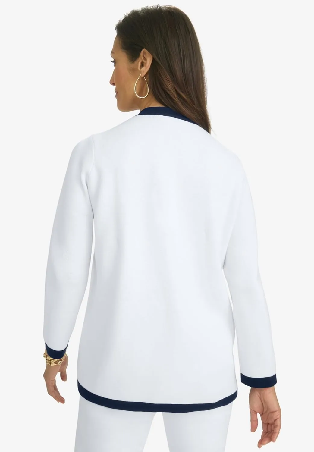 Jessica London Women's Plus Size Tipped Boxy Cardigan