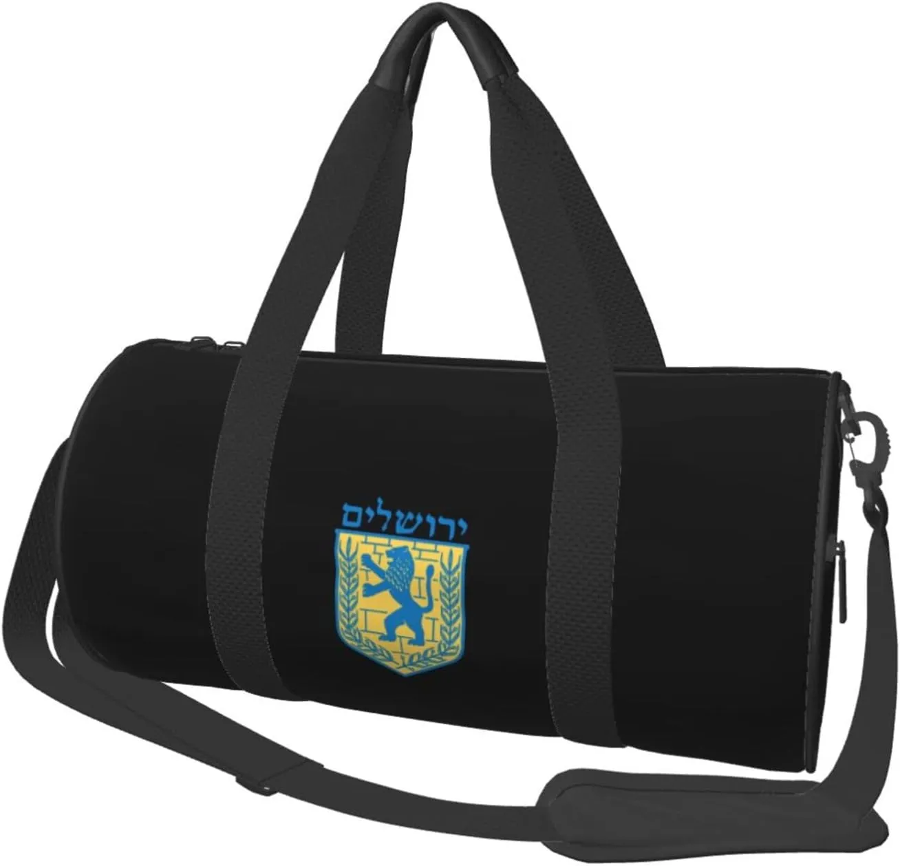 Jewish Israel Emblem of Jerusalem Convertible Garment Bag with Shoulder Strap, Carry on Garment Duffel Bag for Men Women - Rolling Foldable for Travel Luggage Bags (Black)