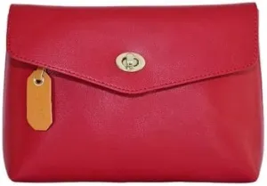 JMO Vegan Leather Cosmetic Bag For Purse- Make Up Organizer Pouch For Women (red)