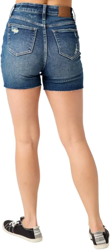 Judy Blue High Waist Mild Destroy Cut Offs Mid Lengths Shorts