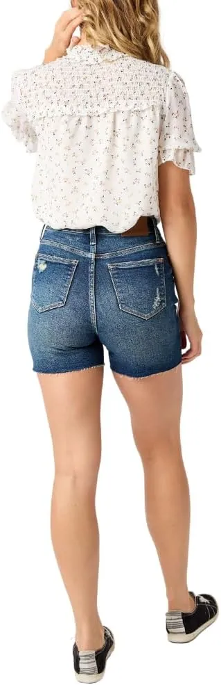 Judy Blue High Waist Mild Destroy Cut Offs Mid Lengths Shorts