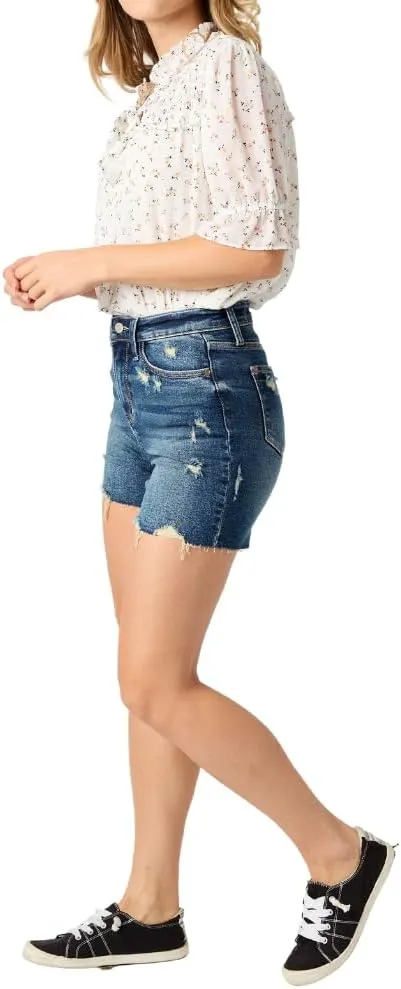 Judy Blue High Waist Mild Destroy Cut Offs Mid Lengths Shorts