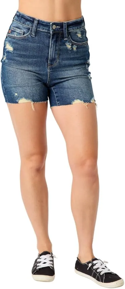 Judy Blue High Waist Mild Destroy Cut Offs Mid Lengths Shorts