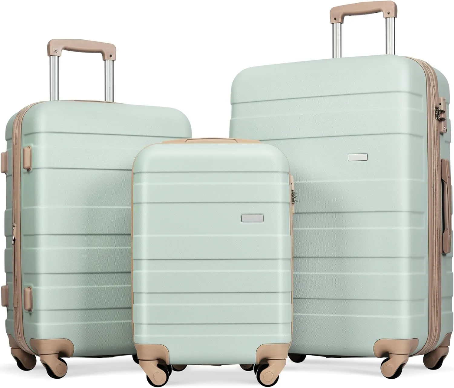 Kangmusi Luggage Sets Expandable ABS Hardshell 3pcs Clearance Luggage Hardside Lightweight Suitcase sets Spinner Wheels Suitcase with TSA Lock 20''24''28''(Grey Green)