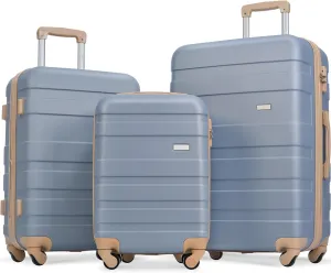 Kangmusi Luggage Sets Expandable ABS Hardshell 3pcs Clearance Luggage Hardside Lightweight Suitcase sets Spinner Wheels Suitcase with TSA Lock 20''24''28''(Light Blue)