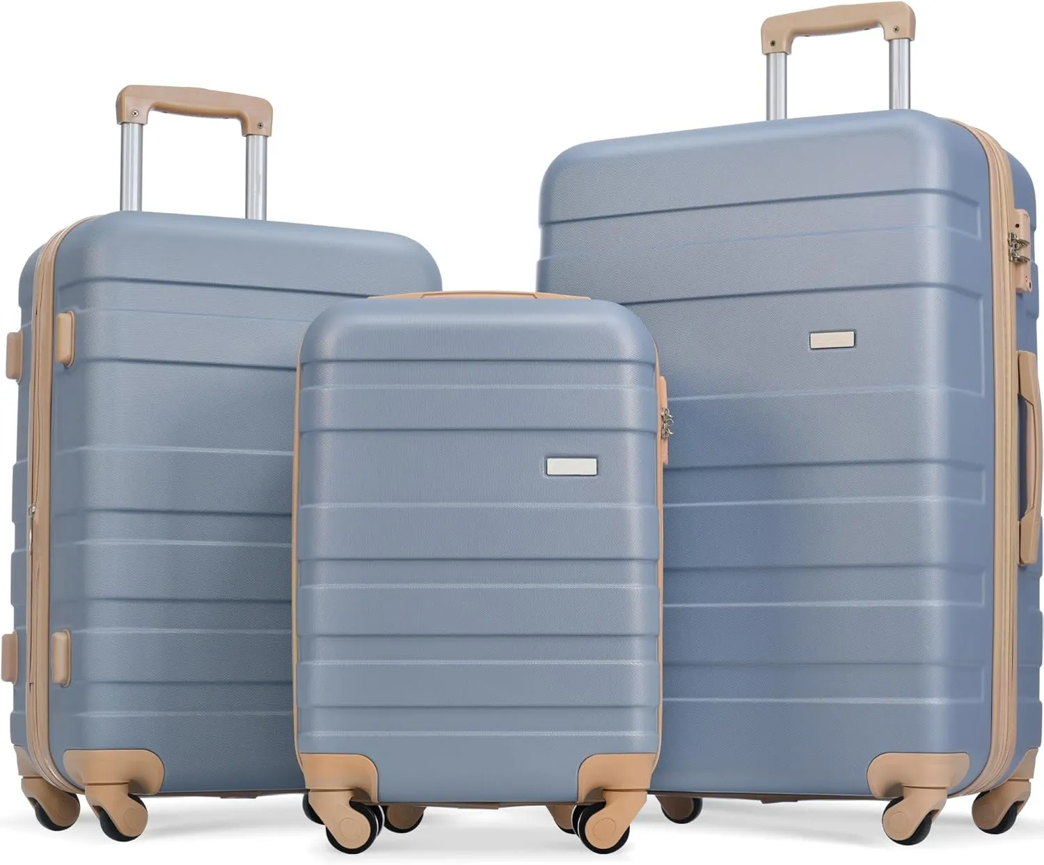 Kangmusi Luggage Sets Expandable ABS Hardshell 3pcs Clearance Luggage Hardside Lightweight Suitcase sets Spinner Wheels Suitcase with TSA Lock 20''24''28''(Light Blue)
