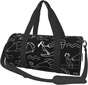 Kiteboarding Pattern Convertible Garment Bag with Shoulder Strap, Carry on Garment Duffel Bag for Men Women - Rolling Foldable for Travel Luggage Bags (Black)