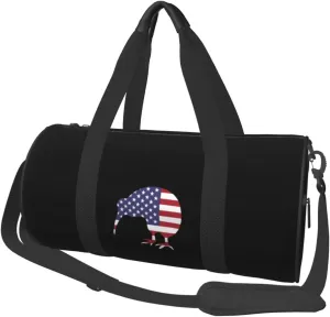 Kiwi Bird New Zealand USA Flag Convertible Garment Bag with Shoulder Strap, Carry on Garment Duffel Bag for Men Women - Rolling Foldable for Travel Luggage Bags (Black)
