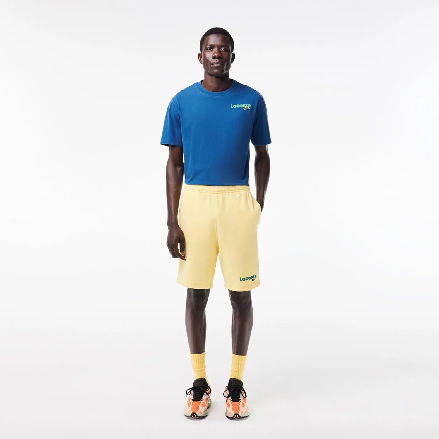 Lacoste Men's Short Sleeve Classic Fit Tee Shirt W Wording on Back