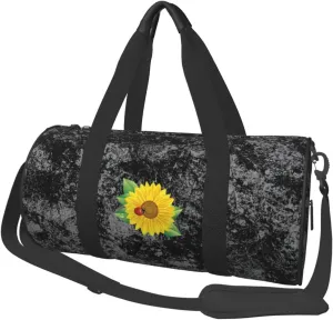 Ladybug and Sunflower Convertible Garment Bag with Shoulder Strap, Carry on Garment Duffel Bag for Men Women - Rolling Foldable for Travel Luggage Bags (Black)