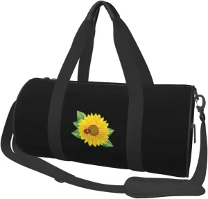 Ladybug and Sunflower Convertible Garment Bag with Shoulder Strap, Carry on Garment Duffel Bag for Men Women - Rolling Foldable for Travel Luggage Bags (Black)