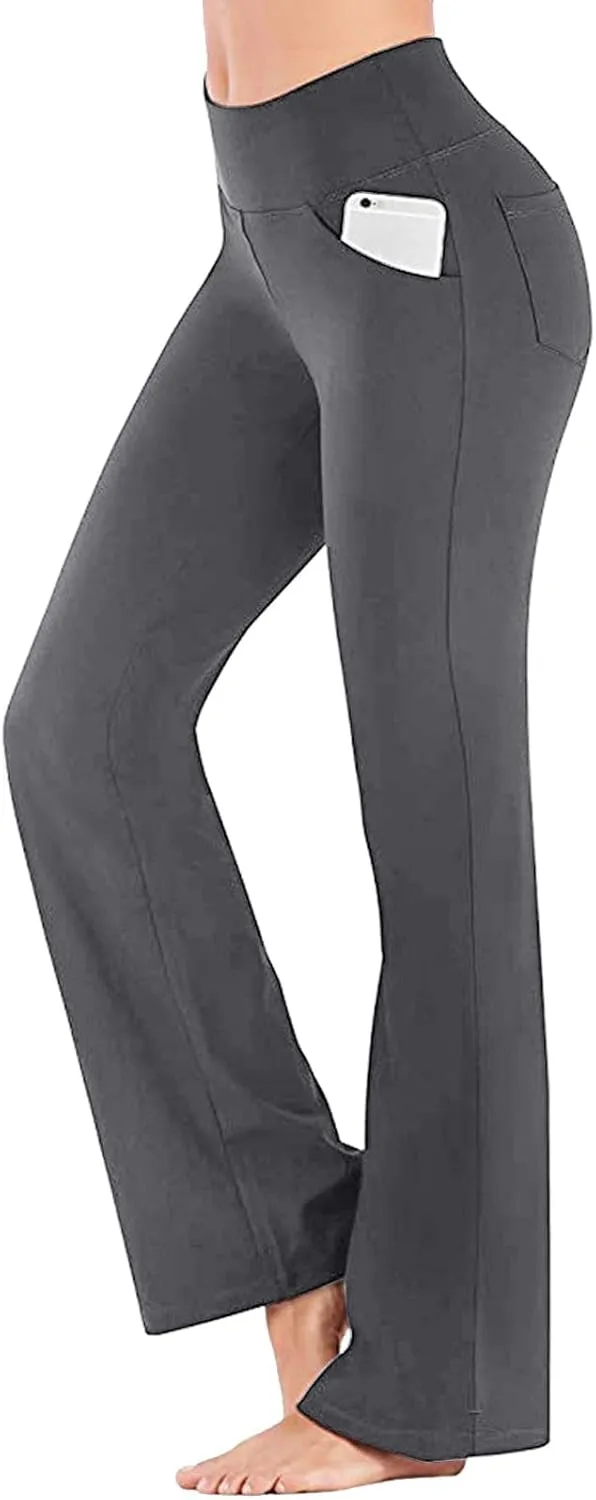 Leggings For Women Butt Lift Flare Wide Leg Workout Yoga Pants High Waist Seamless Running Bell Bottom Gym Trousers