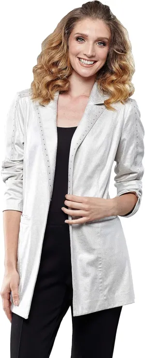 Lena Gabrielle Faux Leather Vegan Topper Jacket Liquid Silver/Metallic Silver