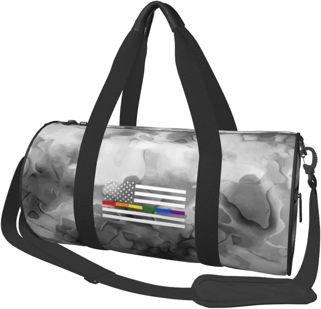 Lgtbq Pride,Rainbow Thin Line Flags Convertible Garment Bag with Shoulder Strap, Carry on Garment Duffel Bag for Men Women - Rolling Foldable for Travel Luggage Bags (Black)