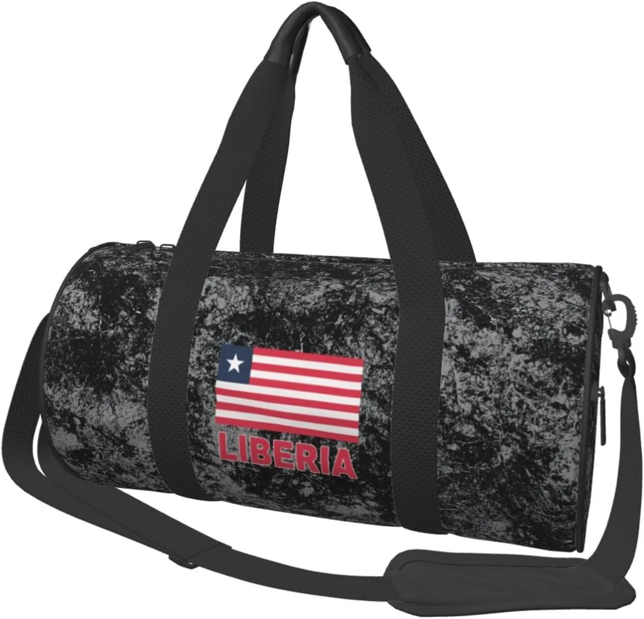 Liberian Flag Convertible Garment Bag with Shoulder Strap, Carry on Garment Duffel Bag for Men Women - Rolling Foldable for Travel Luggage Bags (Black)