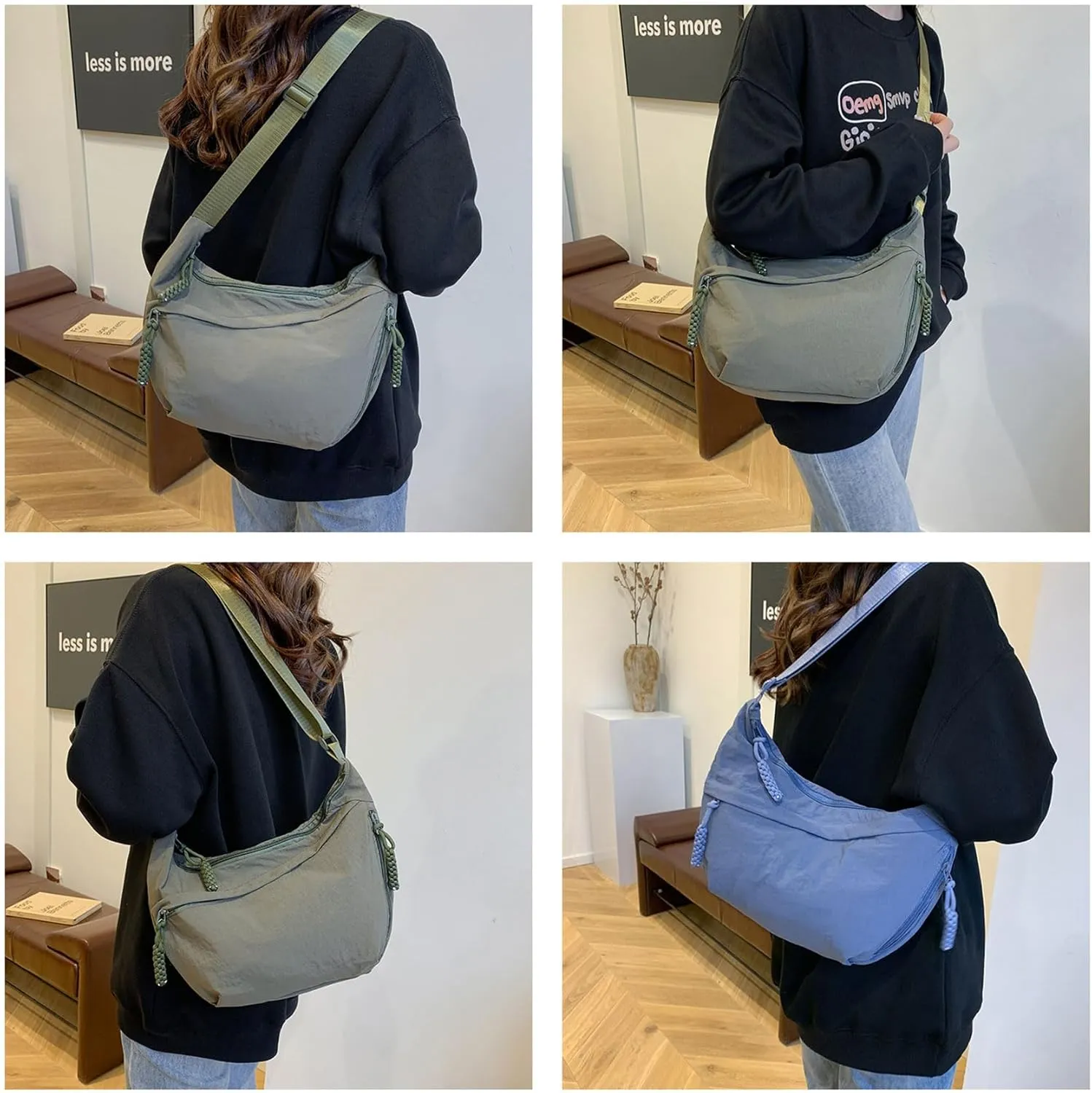 Limorence Women's Fashion Plain Color Nylon Crossbody Hobo Bag,Women's Fashion Plain Color Nylon Crossbody Bag
