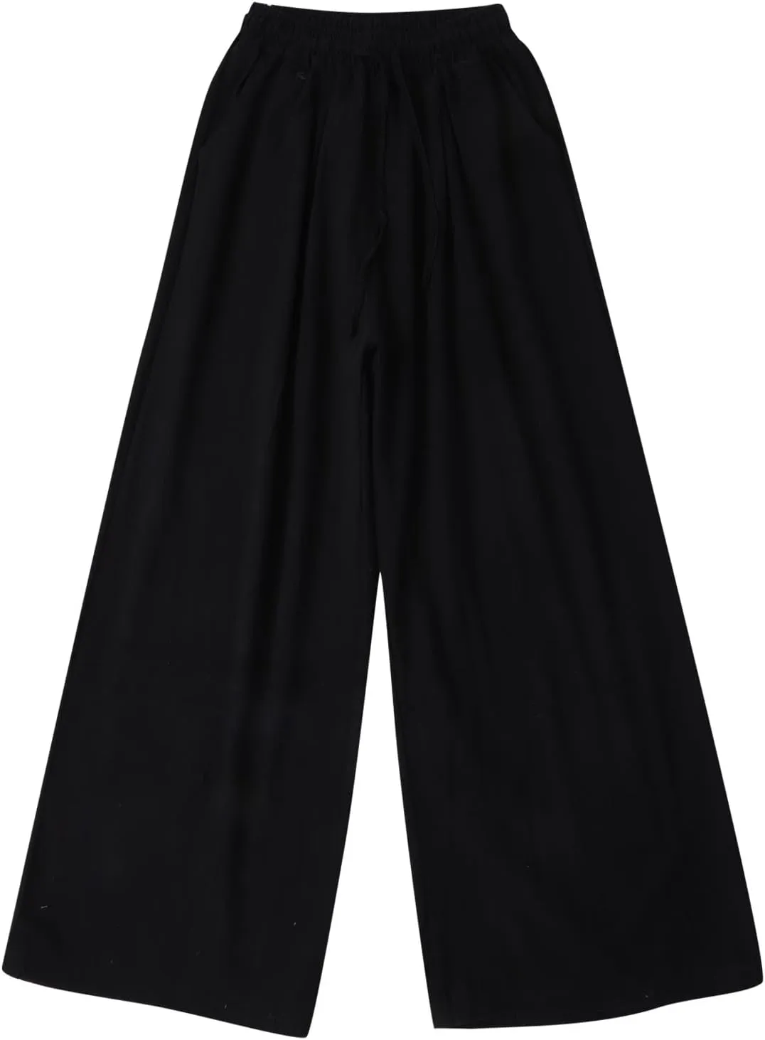 Linen Pants Women Summer Drawstring Waist Wide Leg Pant Loose Cotton Relax Palazzo Trousers Casual Beach Long Clothes