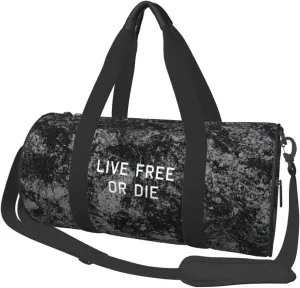 Live Free Or Die Convertible Garment Bag with Shoulder Strap, Carry on Garment Duffel Bag for Men Women - Rolling Foldable for Travel Luggage Bags (Black)