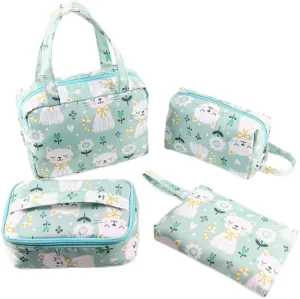Lmbabter Travel Toiletry Bag - 4PCS Makeup Organizer Bag Small Handbag Bathroom Toiletry Organizer Kit for Cosmetics, Toiletries (Cat)