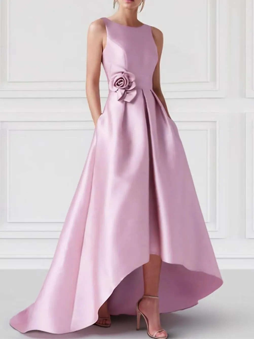 LORIE Satin Mother of The Bride Dresses for Women 2025 High-Low Tea Length Formal Wedding Guest Evening Party Gown