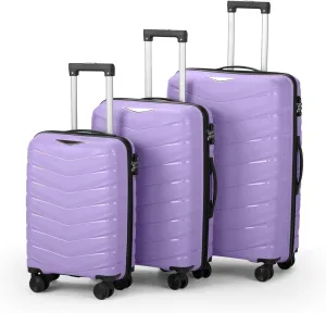 Luggage Set 3 Piece Suitcase Sets with Wheel,Hardside Expandable Travel Laggage,Suitcases with Wheels, Suitcase Set Hard Shell Luggage Sets with Wheels, Carry On Luggage Travel Luggage - Taro Purple