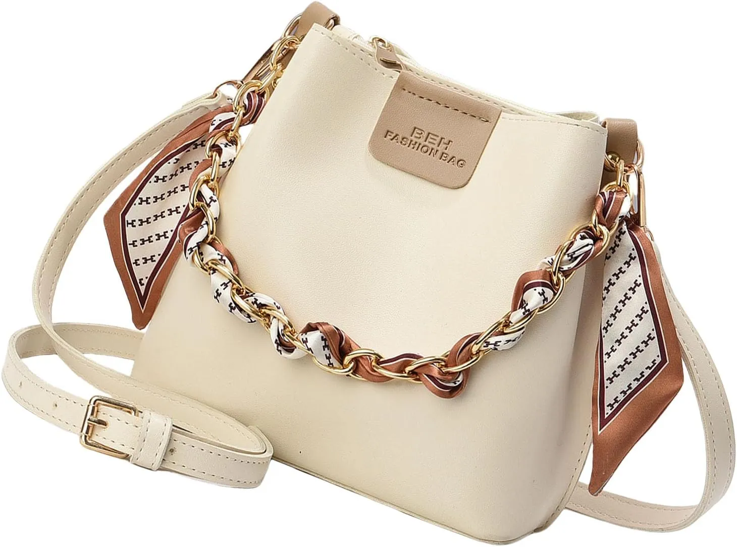 Luxury Chain Trendy Crossbody Bag PU Leather Fashion Handbag Large Capacity Shoulder Bags Bucket Purse for Women