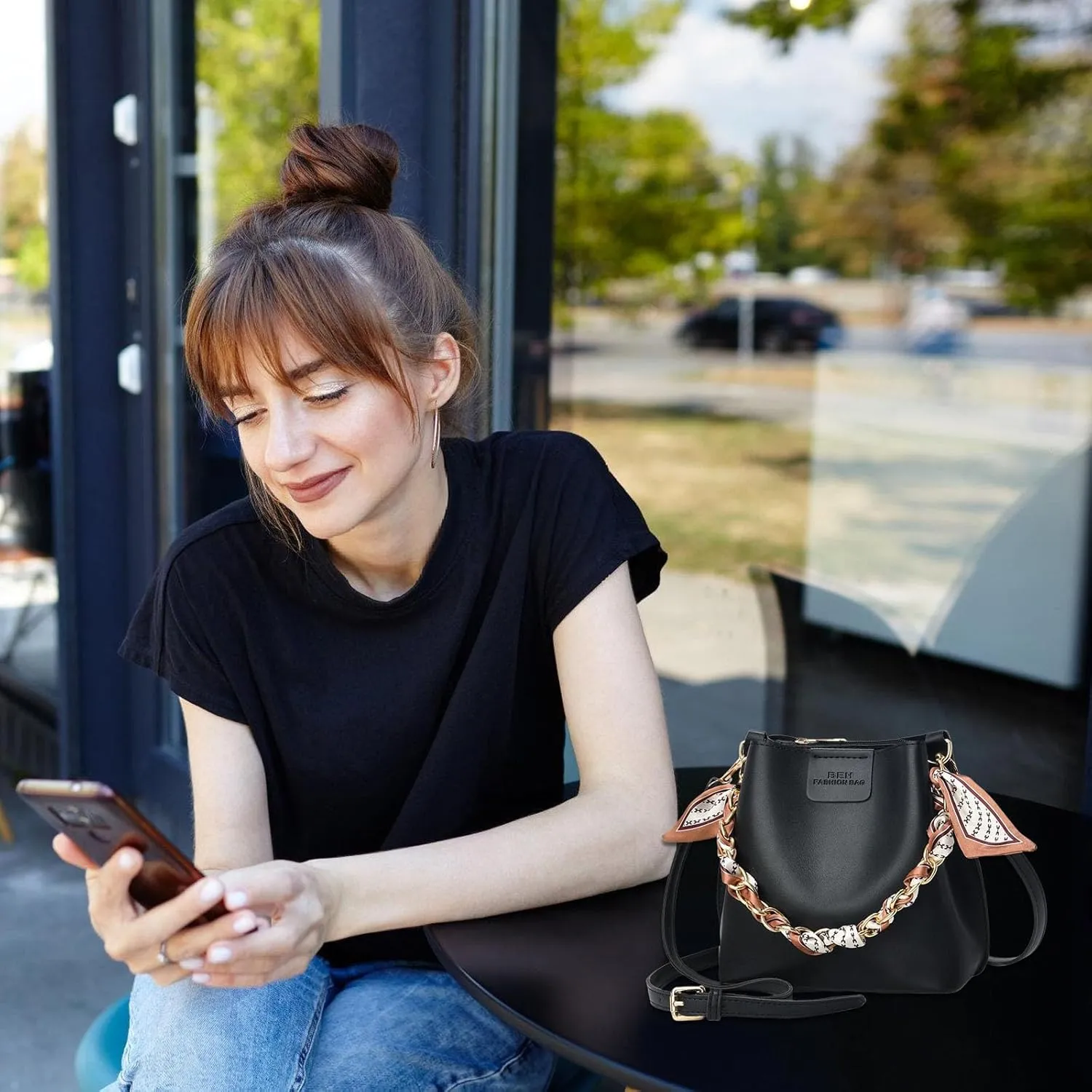 Luxury Chain Trendy Crossbody Bag PU Leather Fashion Handbag Large Capacity Shoulder Bags Bucket Purse for Women