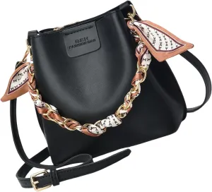 Luxury Chain Trendy Crossbody Bag PU Leather Fashion Handbag Large Capacity Shoulder Bags Bucket Purse for Women