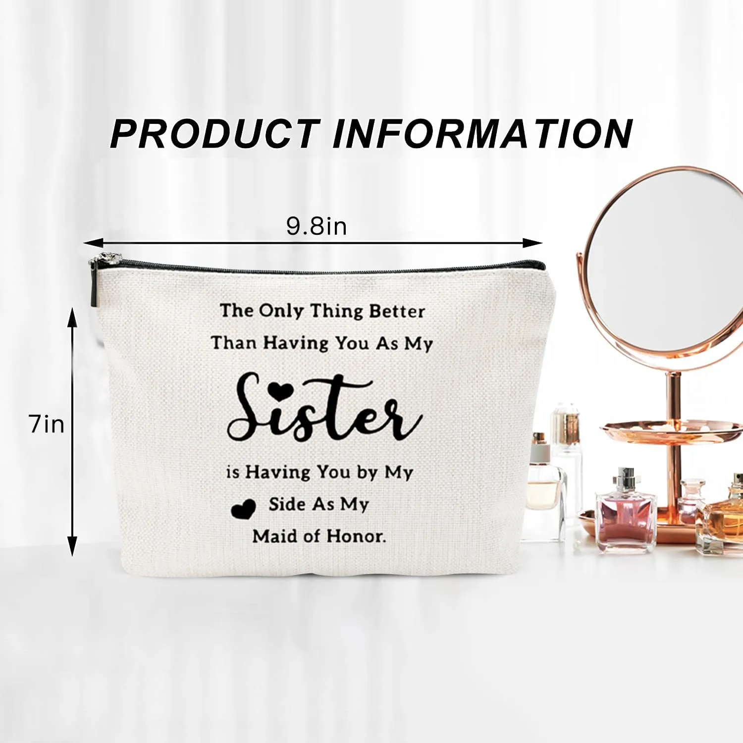 Maid of Honor Canvas Makeup Bag  Bridesmaid Proposal Gift, Personalized Wedding Gift, Bridal Party Accessories, Makeup Pouch for Maid of Honor, Bridesmaids, and Wedding Gifts