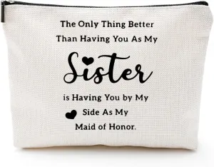 Maid of Honor Canvas Makeup Bag  Bridesmaid Proposal Gift, Personalized Wedding Gift, Bridal Party Accessories, Makeup Pouch for Maid of Honor, Bridesmaids, and Wedding Gifts