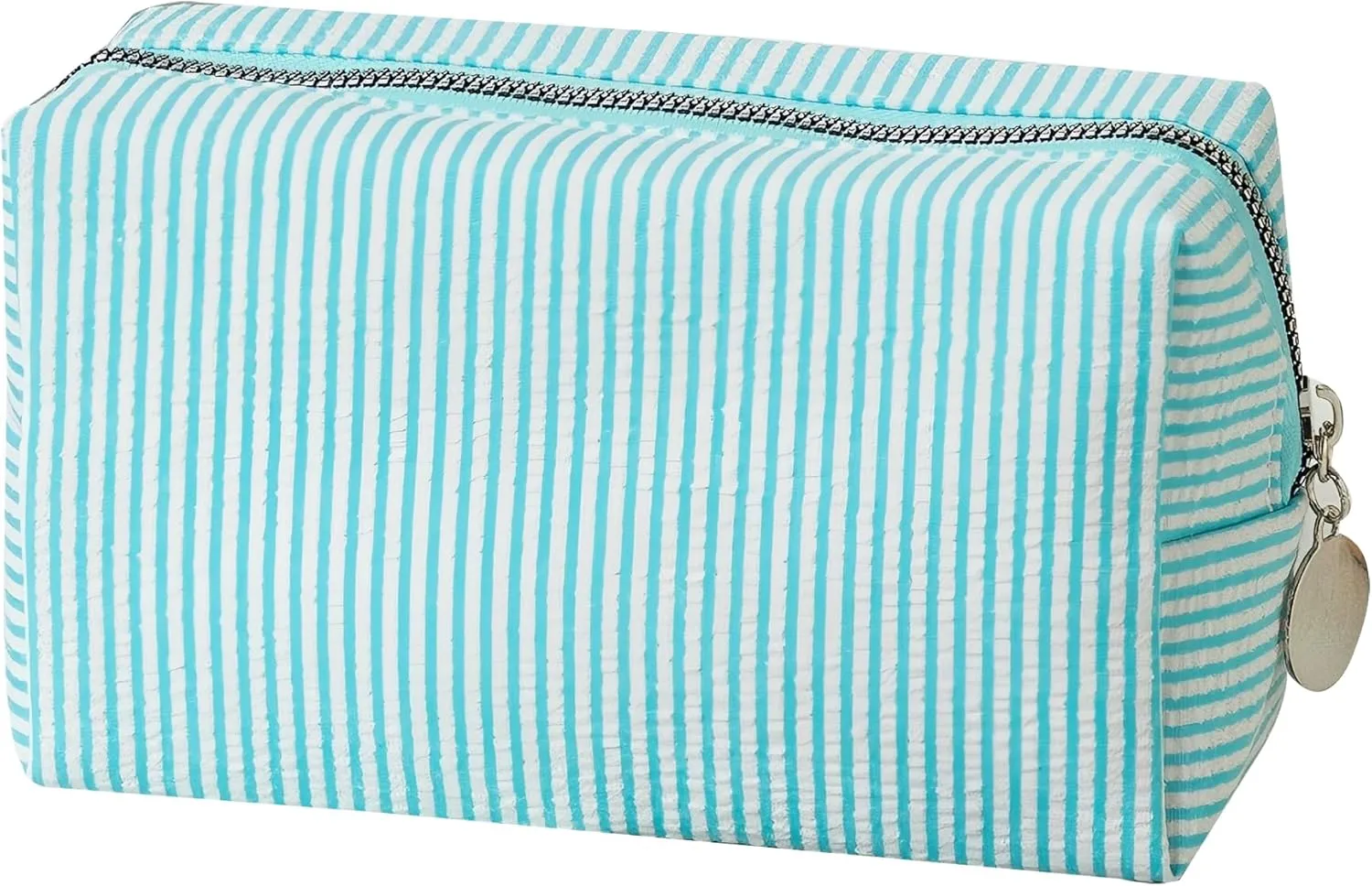 Makeup Bag Cosmetic Bag Travel Toiletry Bag Aesthetic Canvas Organizer Bag Zipper Pouch for Women (M-blue)