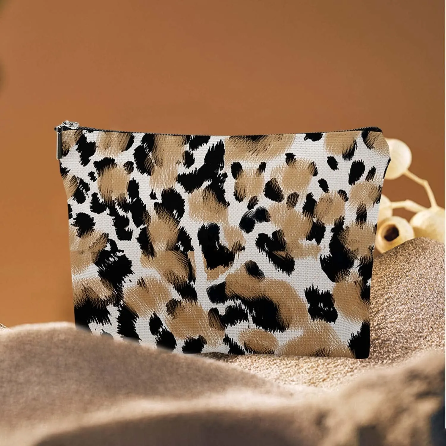 Makeup Bag Cosmetic Travel Makeup Bag Organizer Waterproof Makeup Pouch with Zipper Storage Cosmetic Pouch for Women 7x10in - Abstract Leopard Print