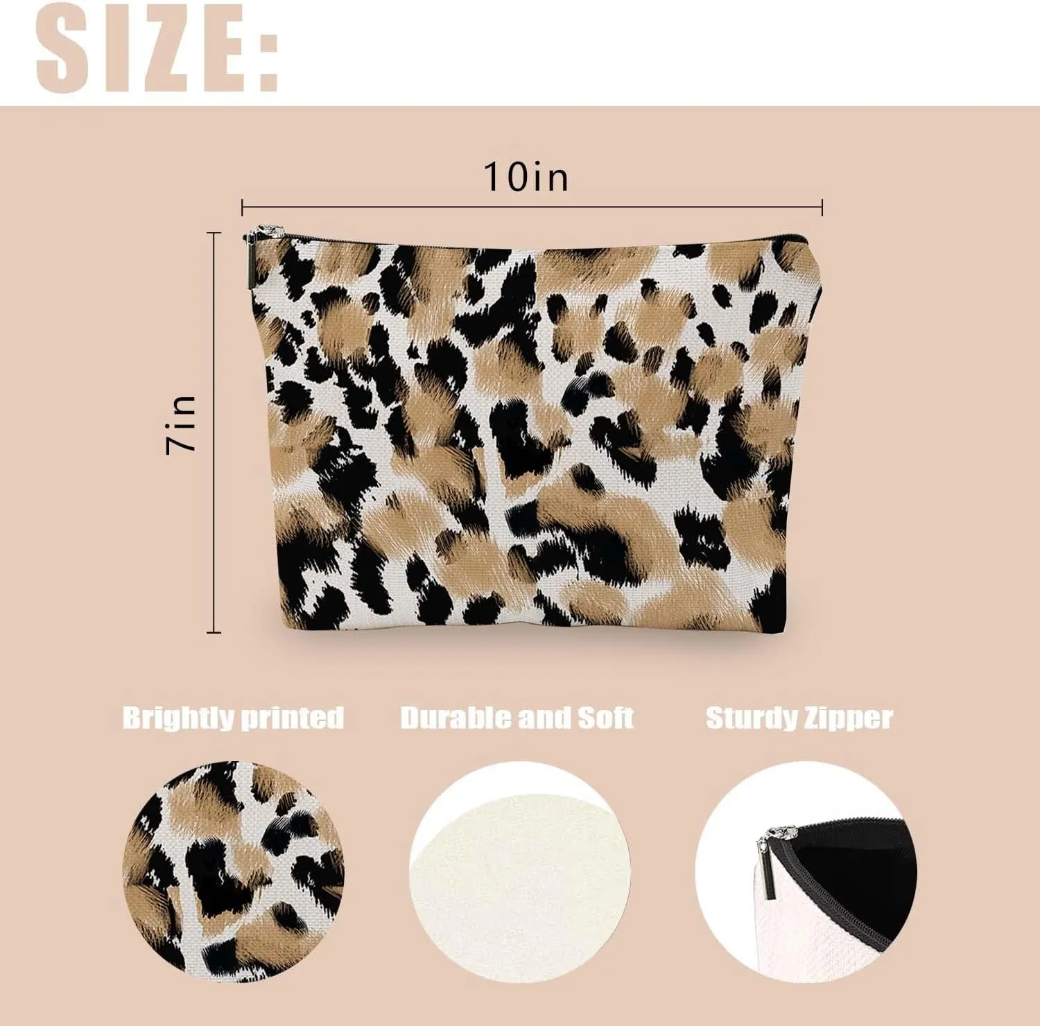 Makeup Bag Cosmetic Travel Makeup Bag Organizer Waterproof Makeup Pouch with Zipper Storage Cosmetic Pouch for Women 7x10in - Abstract Leopard Print